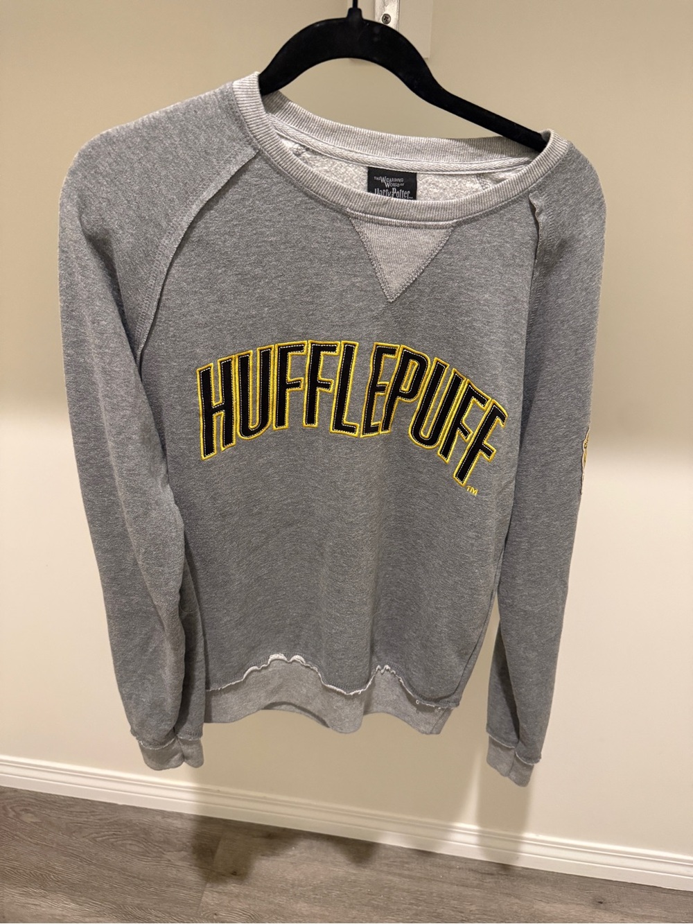Hufflepuff Grey Crewneck Sweatshirt with Yellow Accent